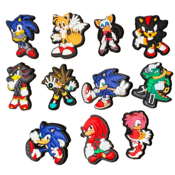 New 11 pcs set Sonic‎ Hedgehog Shoe Charms Anime Clog Boat Japanese 90s Retro - Picture 1 of 1
